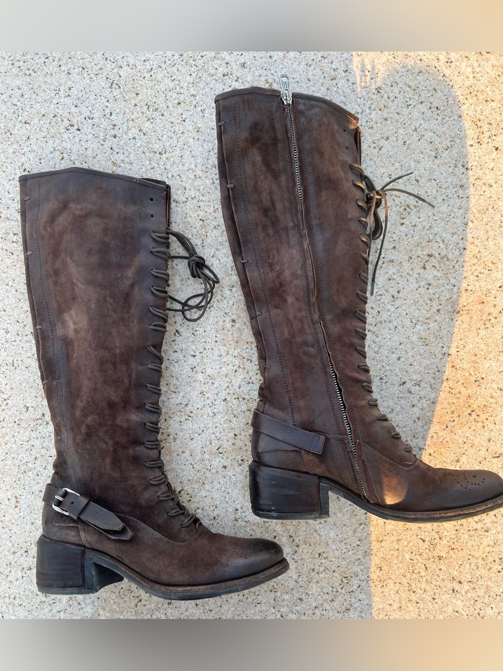 A.S 98 tall brown suede boots sz 37